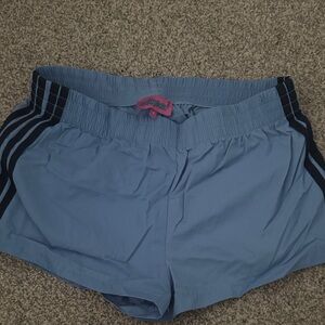 Edikted Blue Athletic Shorts with Black Stripes